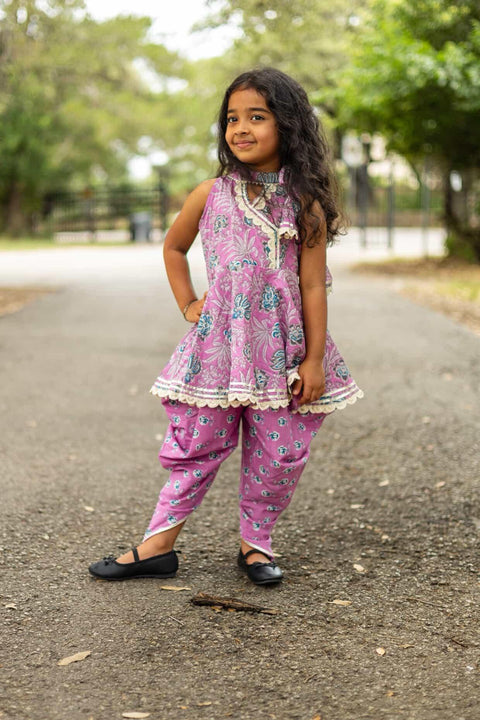 Purple Dhoti Set