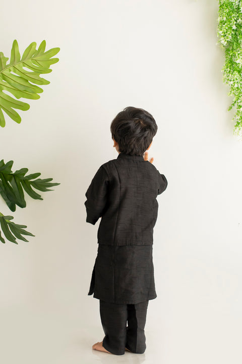 Black kurta pajama with jacket