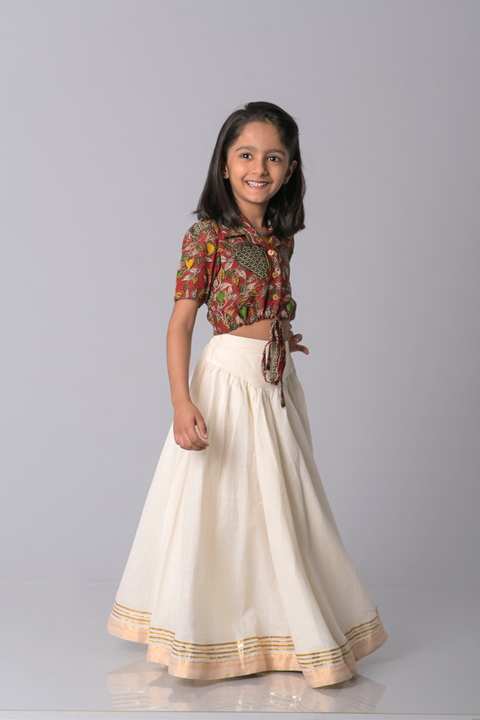 Cotton Lehanga with crop top - My Store