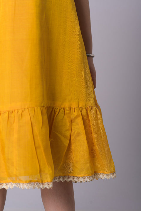 Yellow Silk tiered tunic style with dori adjustable straps - My Store