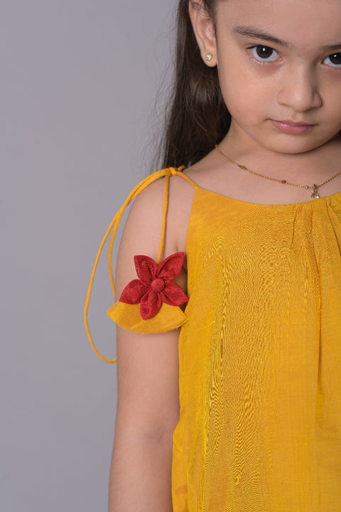 Yellow Silk tiered tunic style with dori adjustable straps - My Store