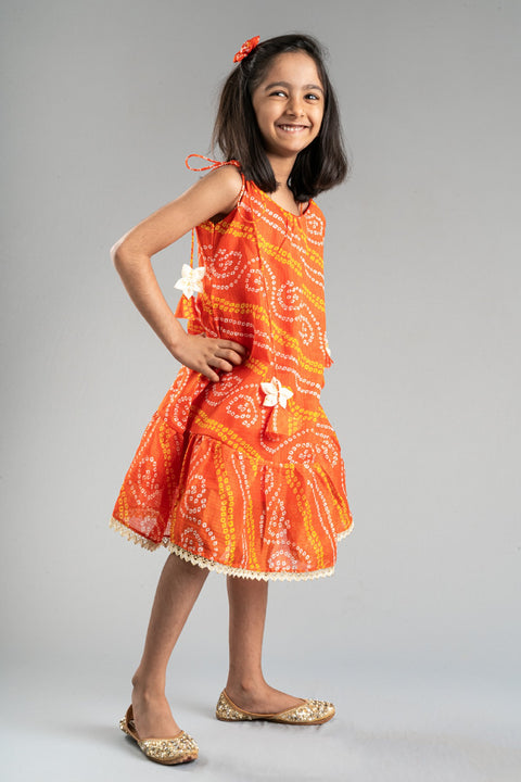 Orange Bandhani dress - My Store