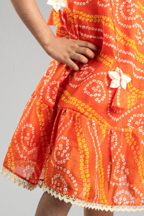 Orange Bandhani dress - My Store