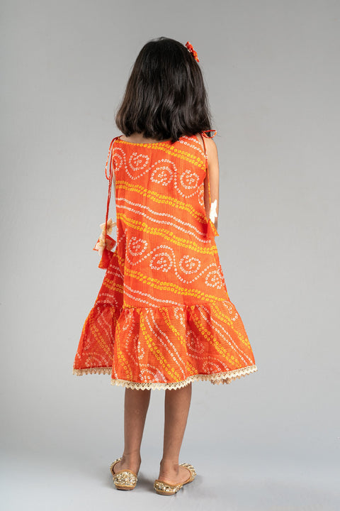 Orange Bandhani dress - My Store