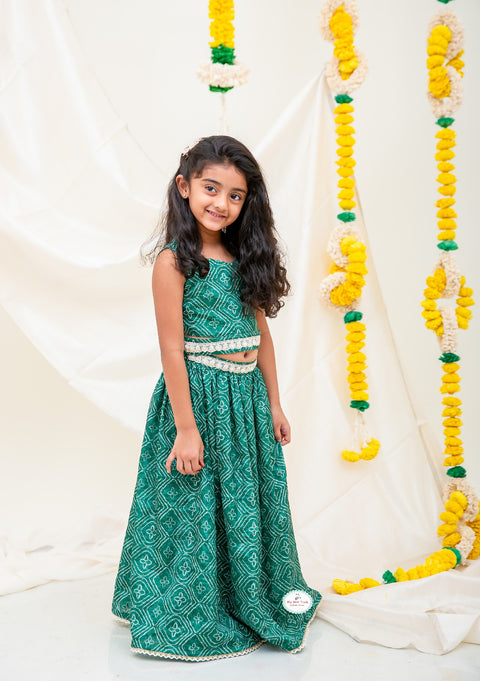 Green Bandhani Lehanga - My Store