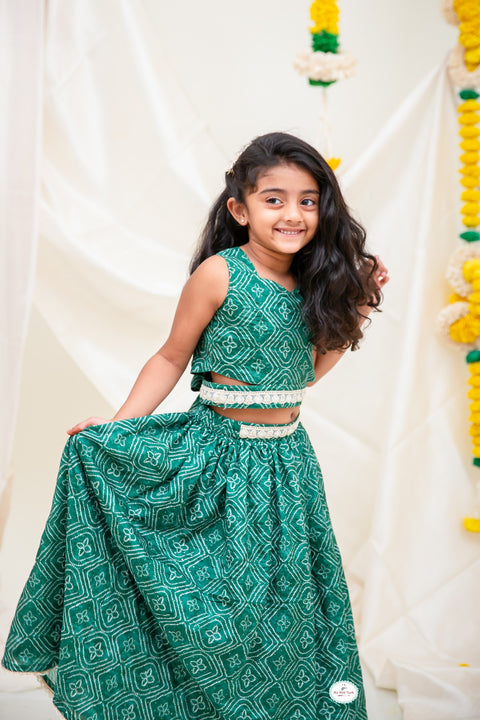 Green Bandhani Lehanga - My Store