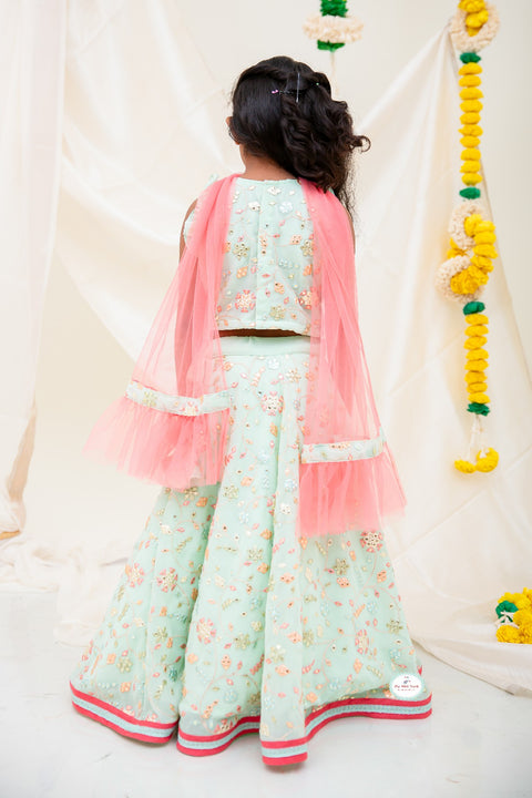 Green Embroidery Lehanga - My Store