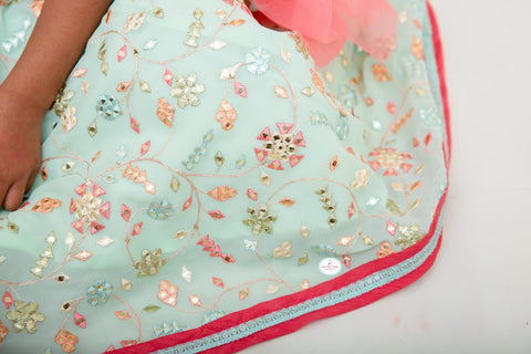 Green Embroidery Lehanga - My Store