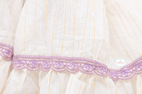 Lurex Kurta pajama with Jacket & Sharara set - Lilac - My Store