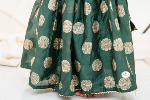 Silk Chanderi Green Lehanga Set - My Store