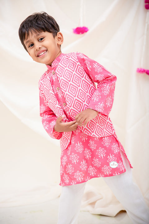 Cotton printed Kurta Pajama with Jacket - My Store