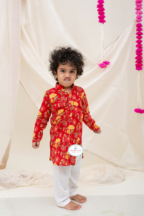 Cotton Blockprint Pathani Kurta Pajama - My Store