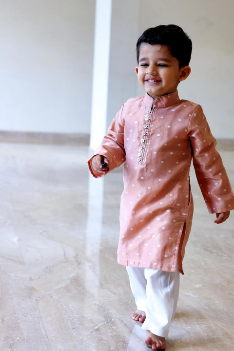 Peach Lehenga Set & Peach Kurta Pajama