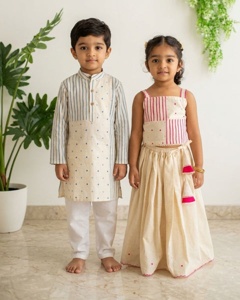 Offwhite lehenga blouse & Offwhite Kurta Pajama set