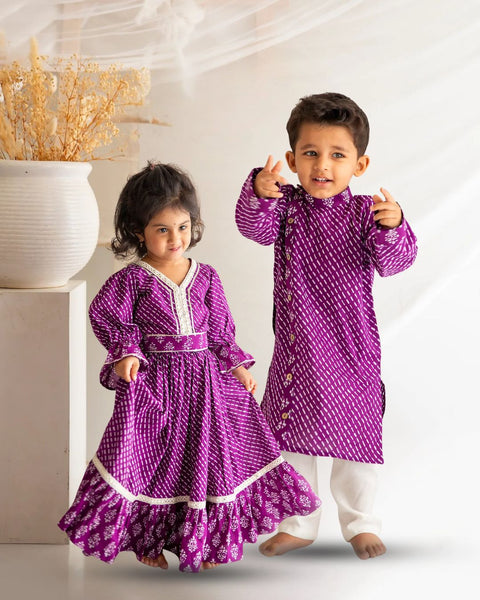 Purple Kurta Pajama & Purple Lehenga set