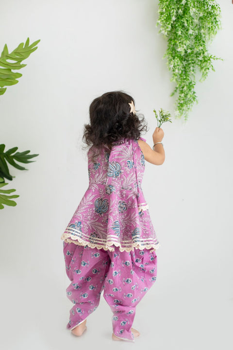 LAVENDER Peplum style kurta and Dhoti in 100 % COTTON