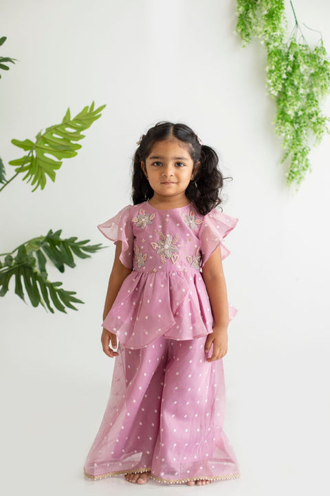 Lilac peplum top with kali palazzo