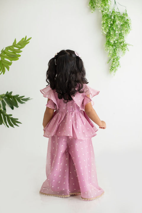 Lilac peplum top with kali palazzo