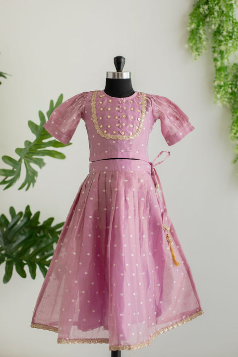 Lilac chanderi lehenga