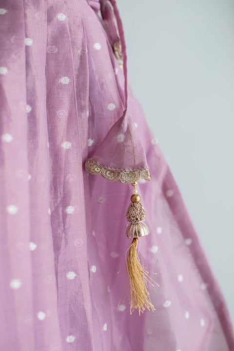 Lilac chanderi lehenga
