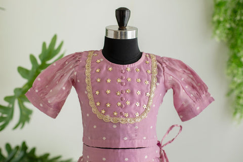 Lilac chanderi lehenga