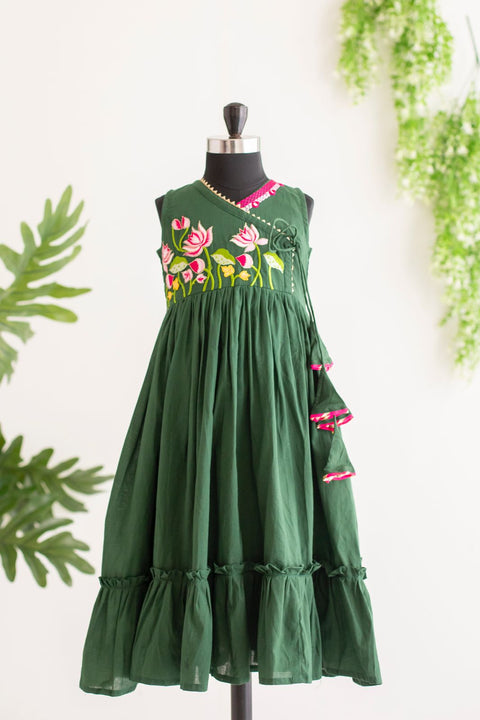 Green embroidery tunic
