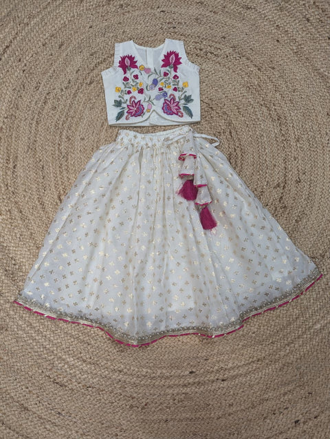 Off-white Silk Chanderi Lehenga Set