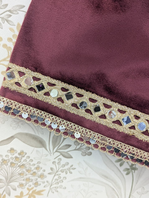 Wine Anarkali velvet suit