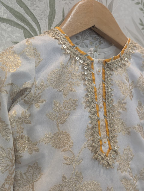 White silk Chanderi Sharara suit