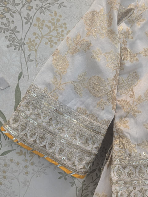 White silk Chanderi Sharara suit