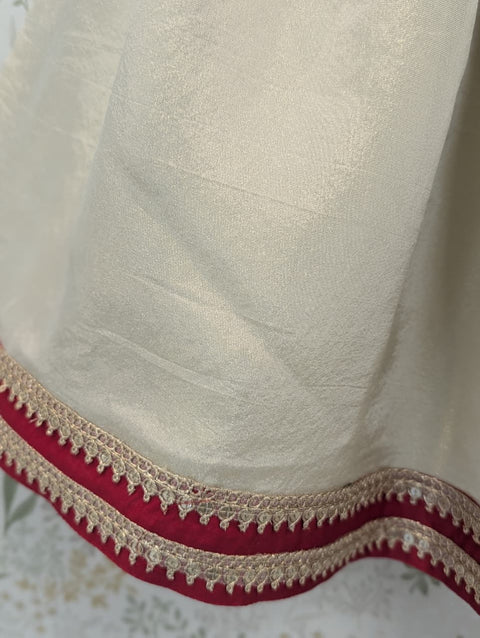 White silk Chanderi Sharara suit