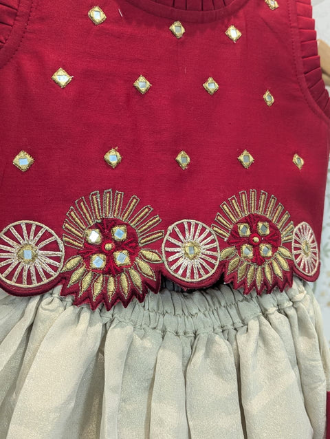 White silk Chanderi Sharara suit