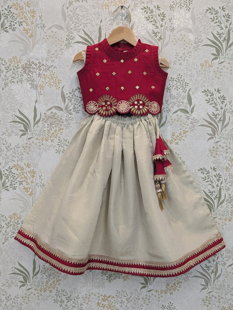 White silk Chanderi Sharara suit