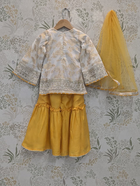 Yellow silk Chanderi Sharara suit