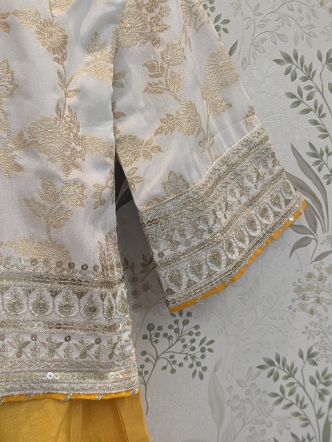 Yellow silk Chanderi Sharara suit