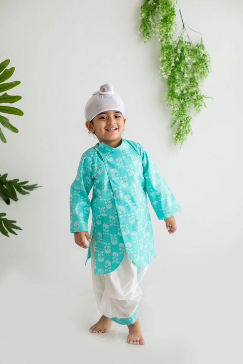 Blue kurta and dhoti &  Blue Tiered Lehenga