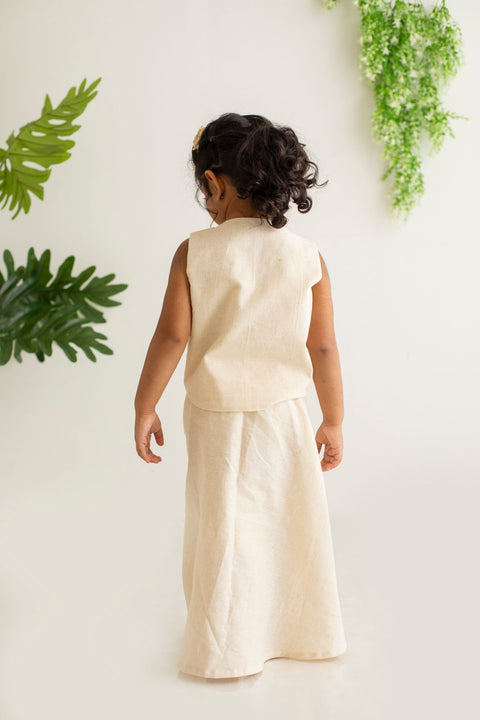 Waist jacket with draped skirt