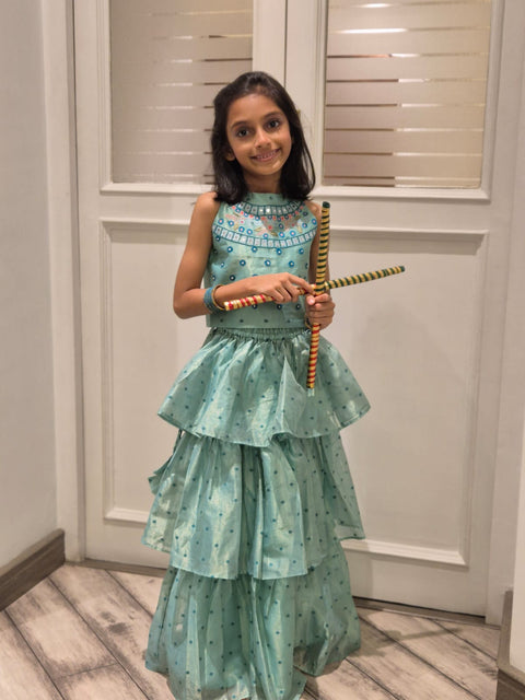 Sea Green Ruffle Lehenga Set