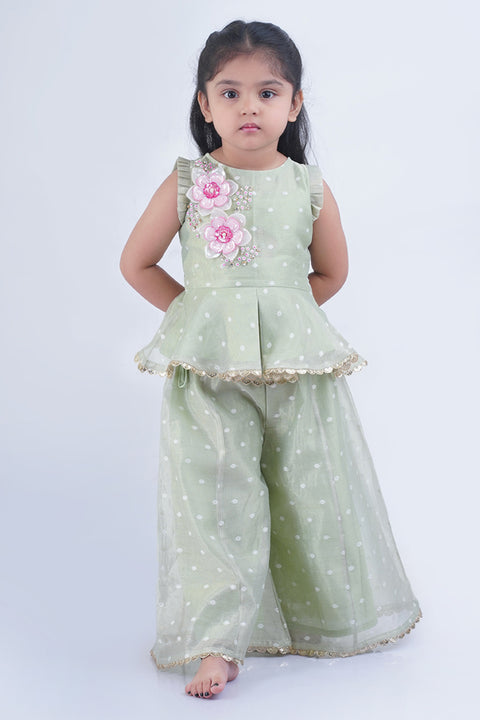 Green Peplum set
