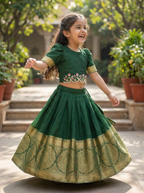 Green Organza zari Lehenga Set