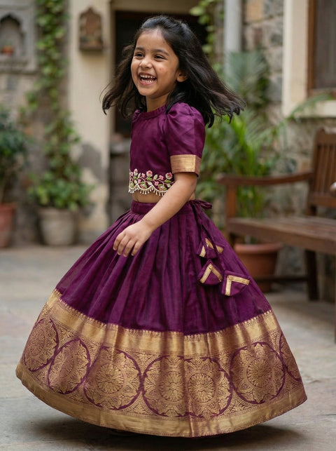 Purple Organza zari Lehenga Set