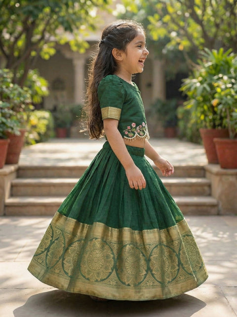 Green Organza zari Lehenga Set