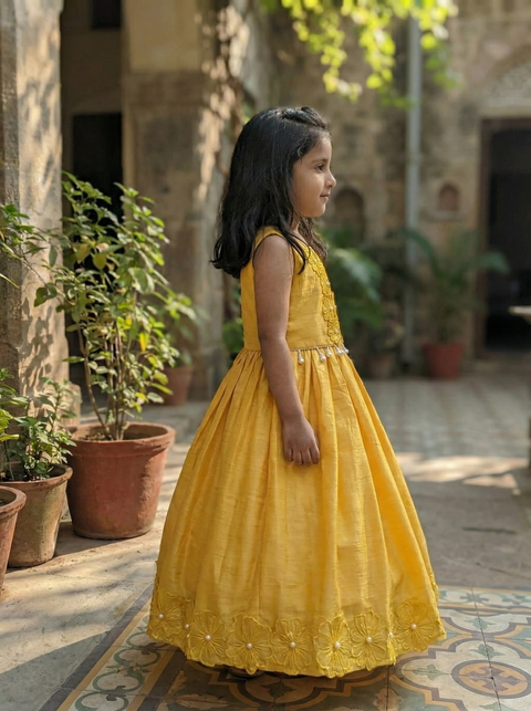 Yellow silk lehenga set