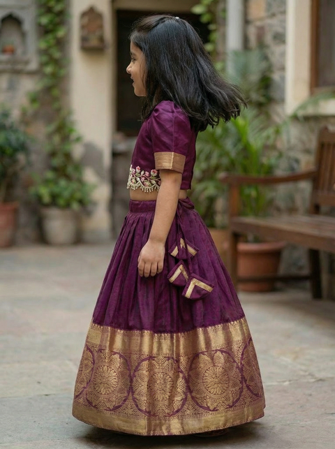 Purple Organza zari Lehenga Set