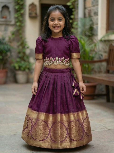 Purple Organza zari Lehenga Set