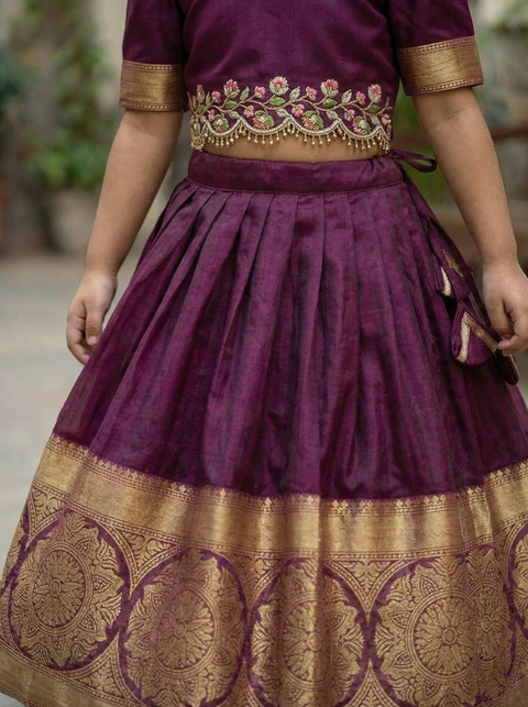 Purple Organza zari Lehenga Set