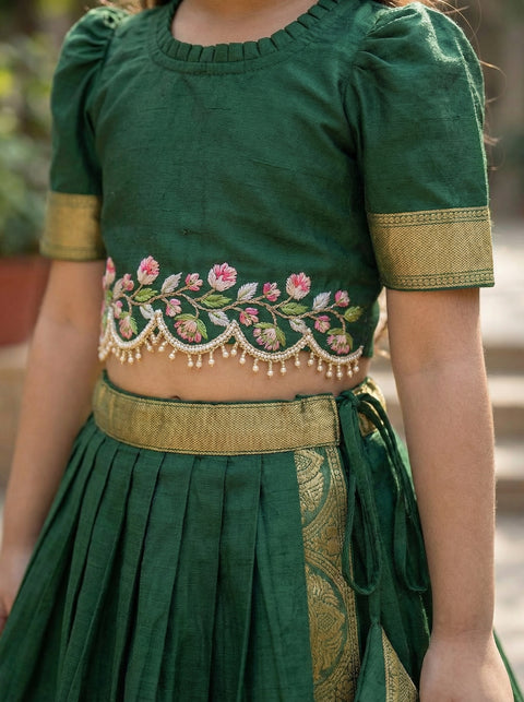 Green Organza zari Lehenga Set
