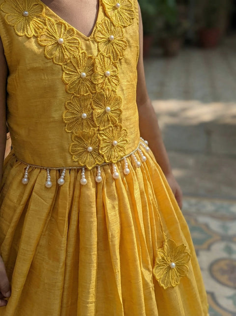 Yellow silk lehenga set
