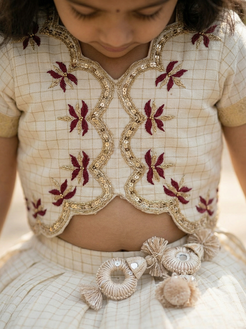 Offwhite Organza zari Lehenga Set