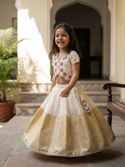 Offwhite Organza zari Lehenga Set